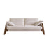 Gerades 4-Sitzer-Sofa aus Massivholz und weißem Bouclé-Stoff