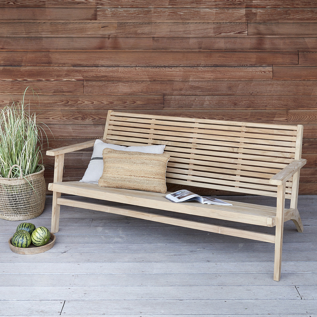 MALTE - Bank aus massivem Teakholz 160 cm