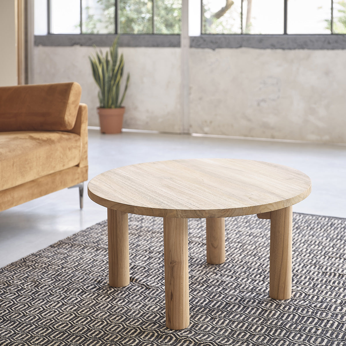 ALDO - Couchtisch aus massivem Teakholz Ø 80 cm