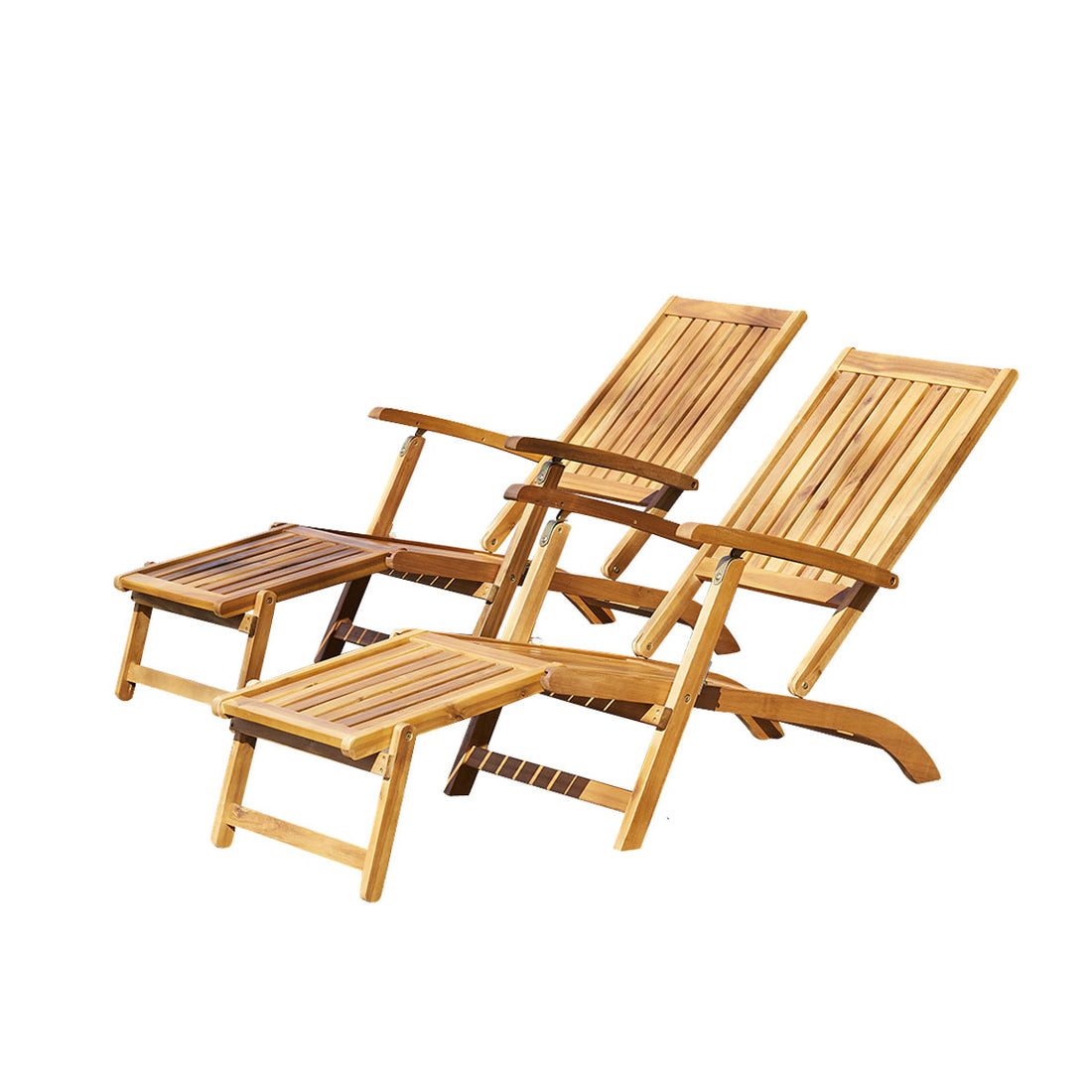 HANOÏ - Liegestuhl aus massivem Akazienholz (Satz von 2)