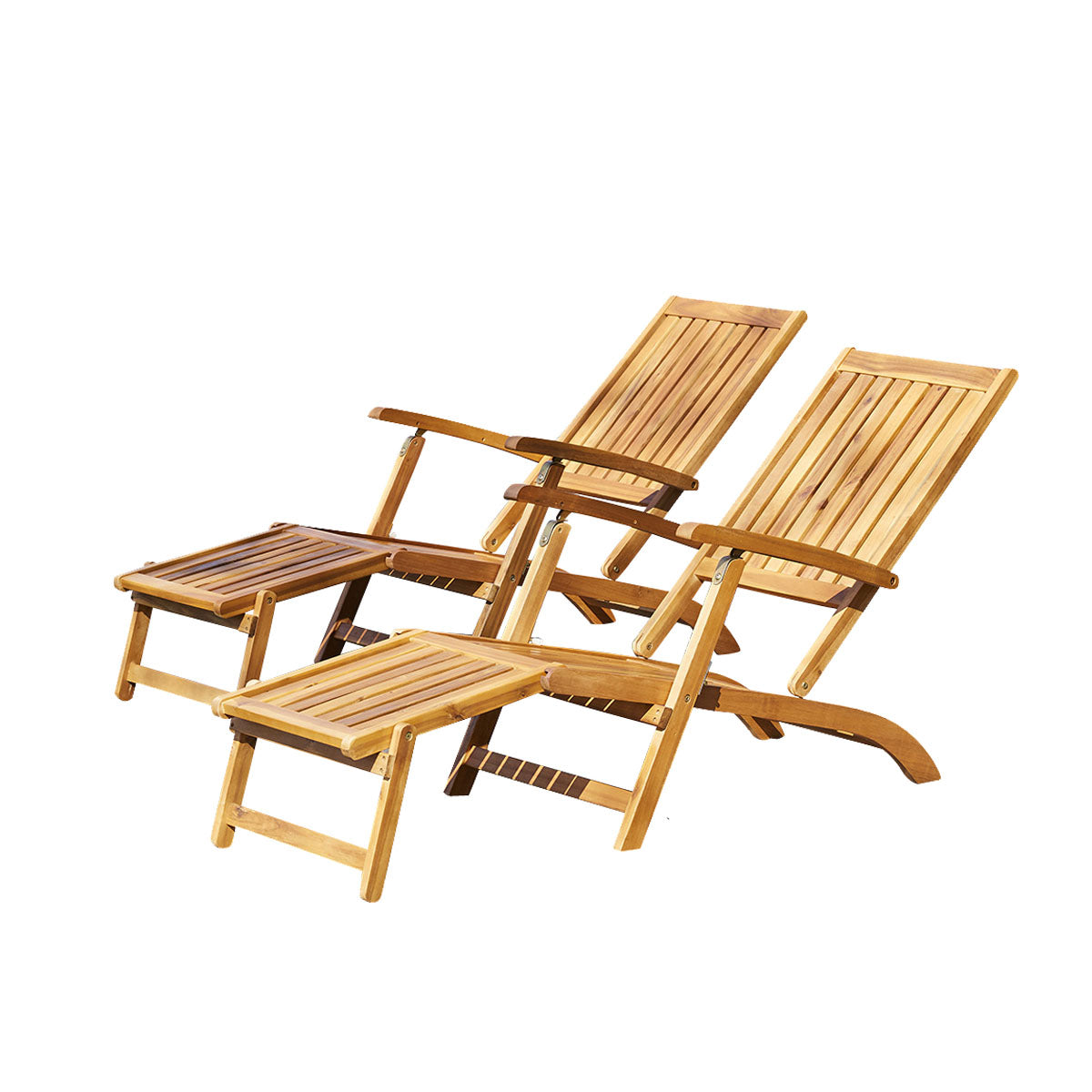 HANOÏ - Liegestuhl aus massivem Akazienholz (Satz von 2)