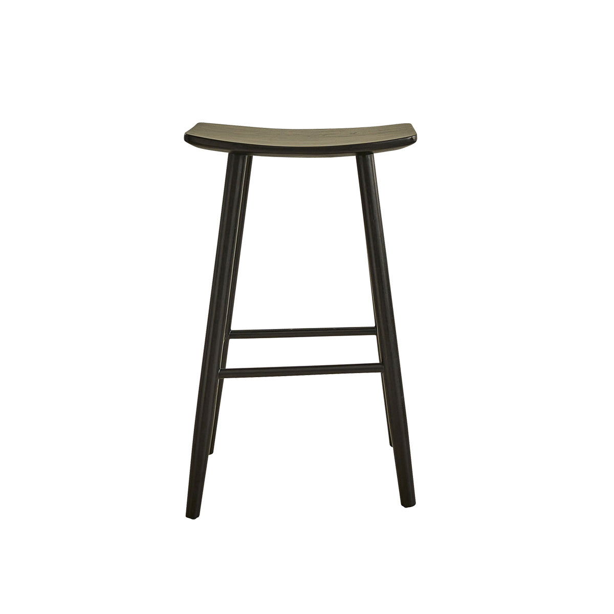 AMBRE - Barhocker aus massivem Teakholz schwarz 75 cm