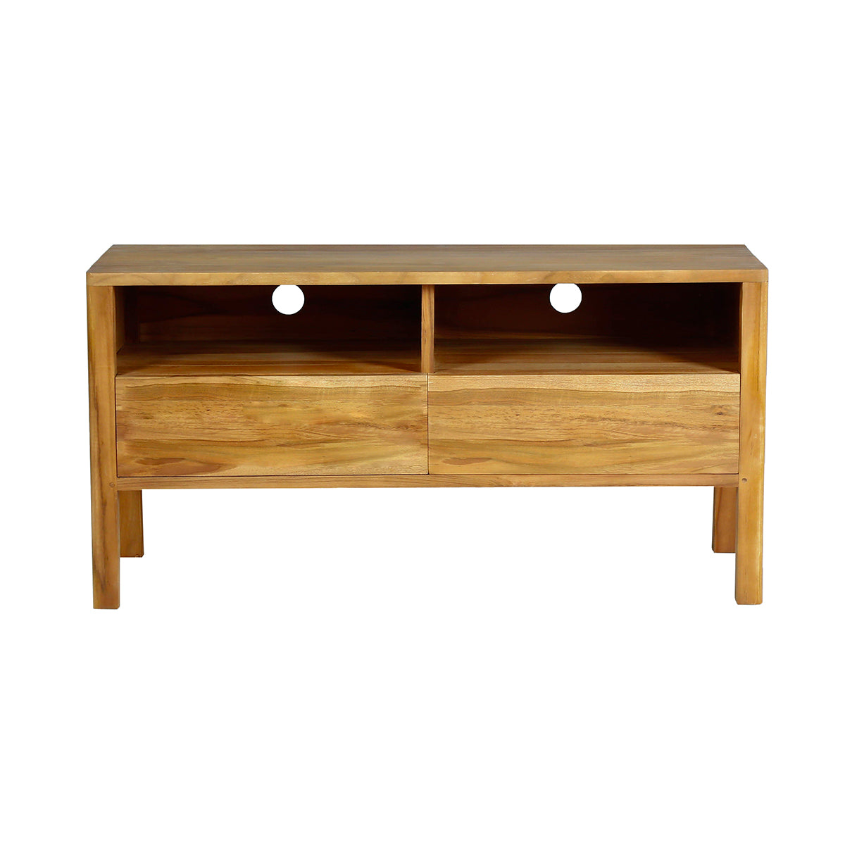 NIDO - TV-Möbel aus massivem Teakholz 2 Schubladen 100 cm