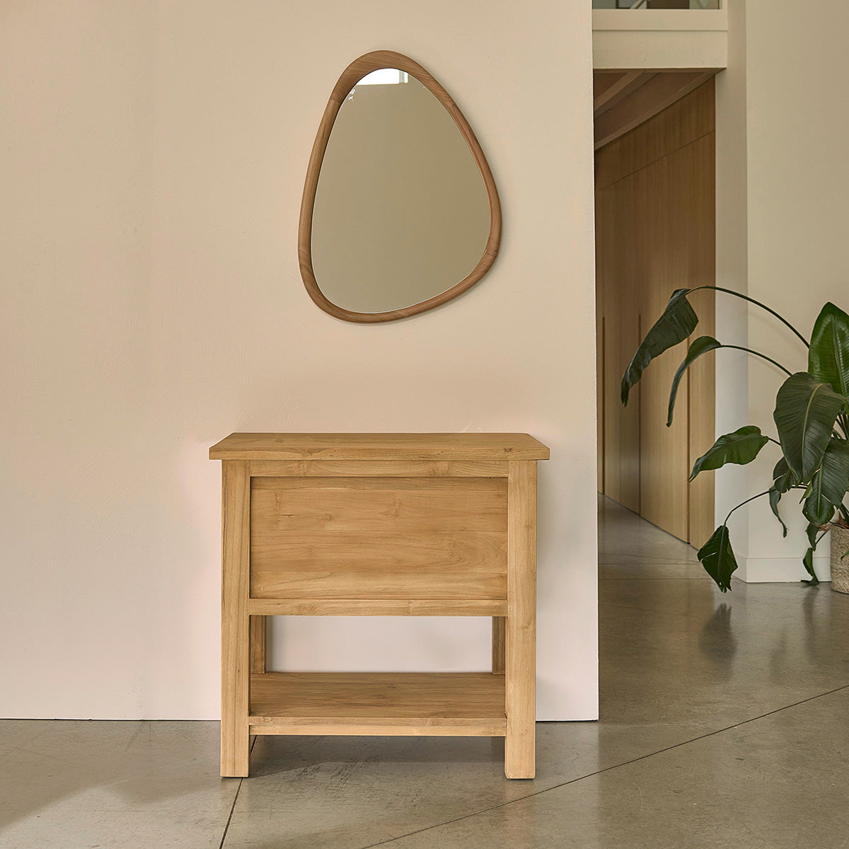 NAHELE - Waschtischunterschrank aus massivem recyceltem Teakholz 82 cm