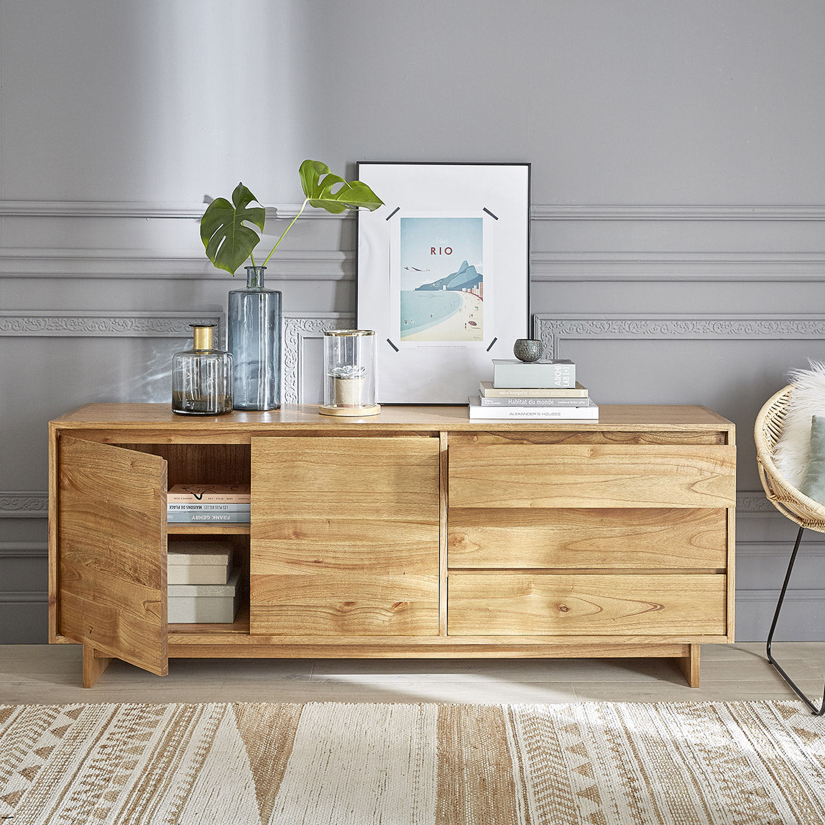 TILO - Kommode aus massivem Mindi 180 cm