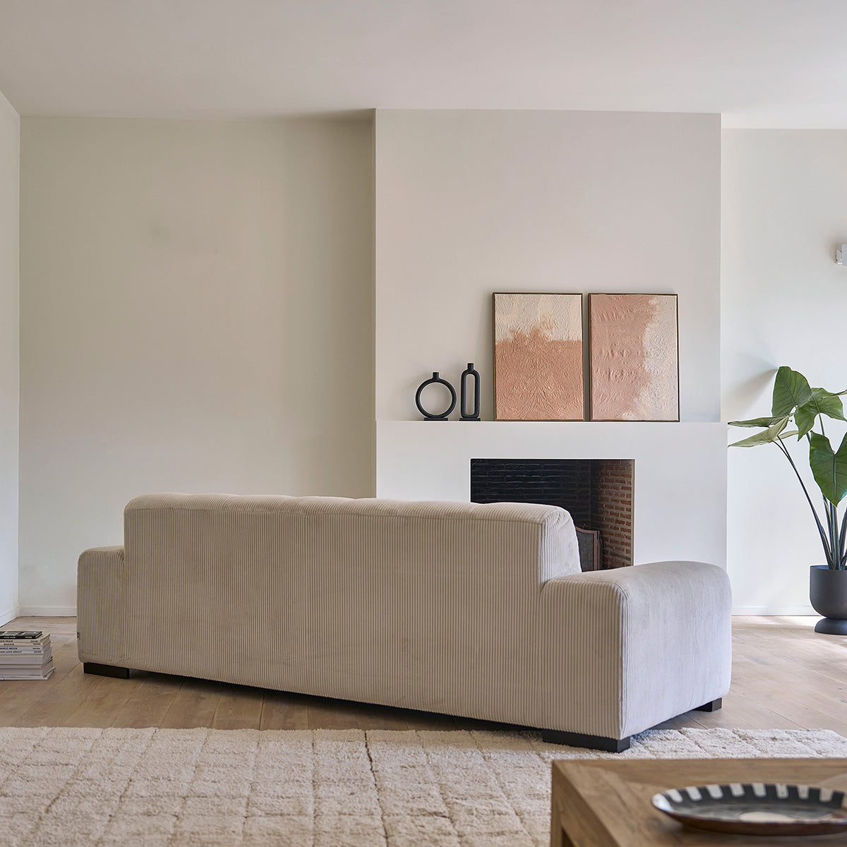 ALPHONSE - Gerades 4-Sitzer-Sofa aus naturfarbenem cord