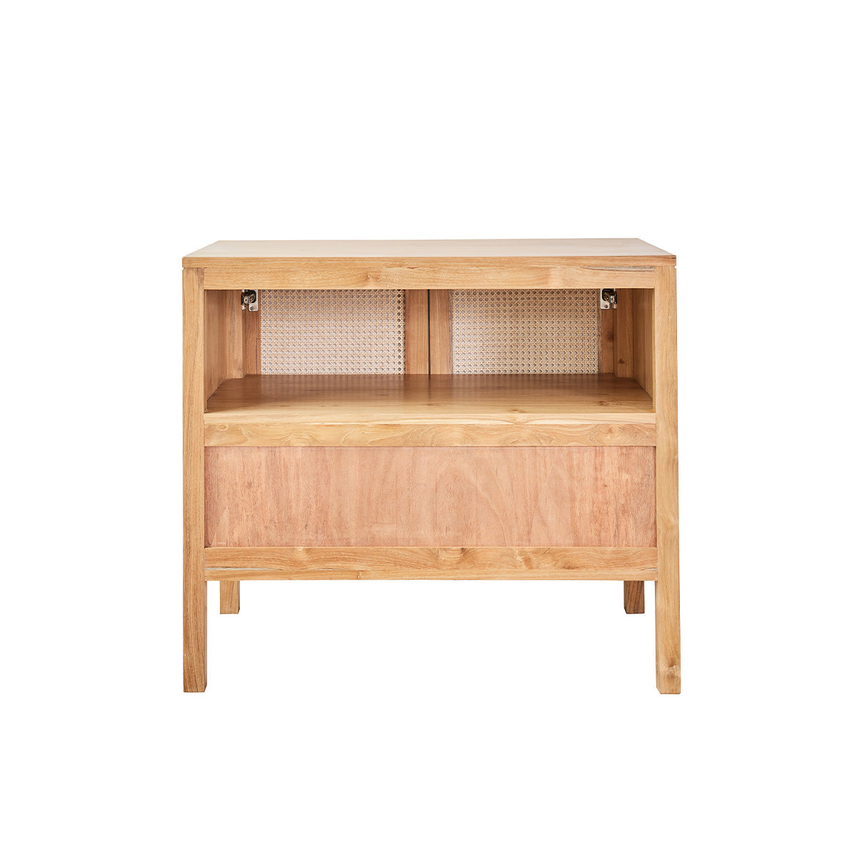 ELIOTT - Waschtischunterschrank aus massivem Teakholz und Rohrgeflecht 90 cm