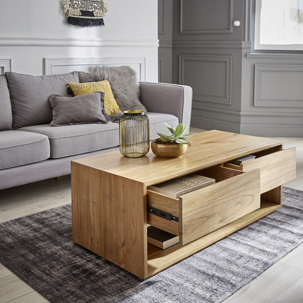 TILO - Couchtisch aus massivem Mindi-Holz 120 cm