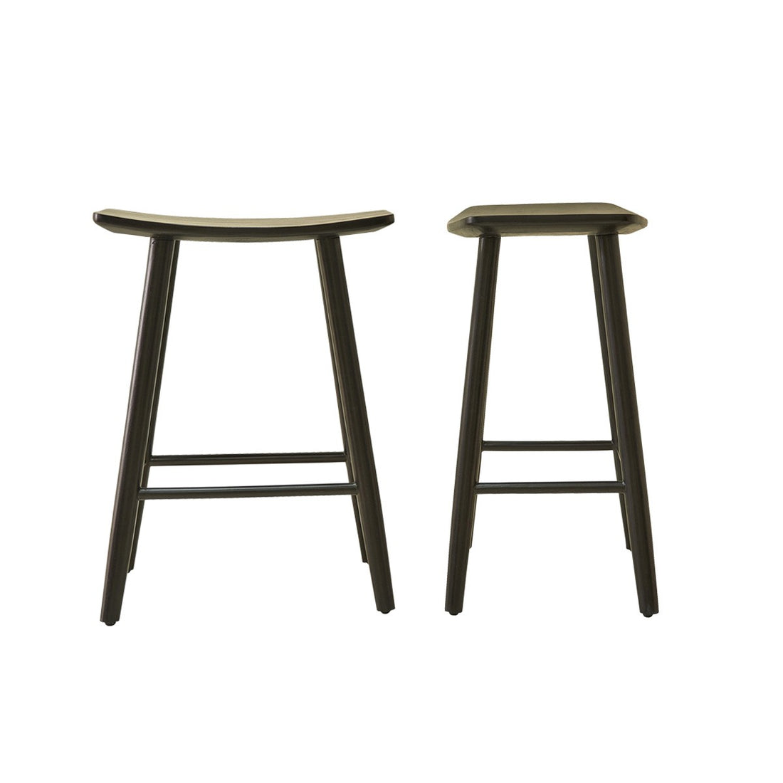 AMBRE - Set aus 2 Barhockern aus massivem Teakholz schwarz 65 cm