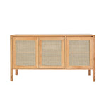 Waschtischunterschrank aus massivem Teakholz und mit Rohrgeflecht 145 cm