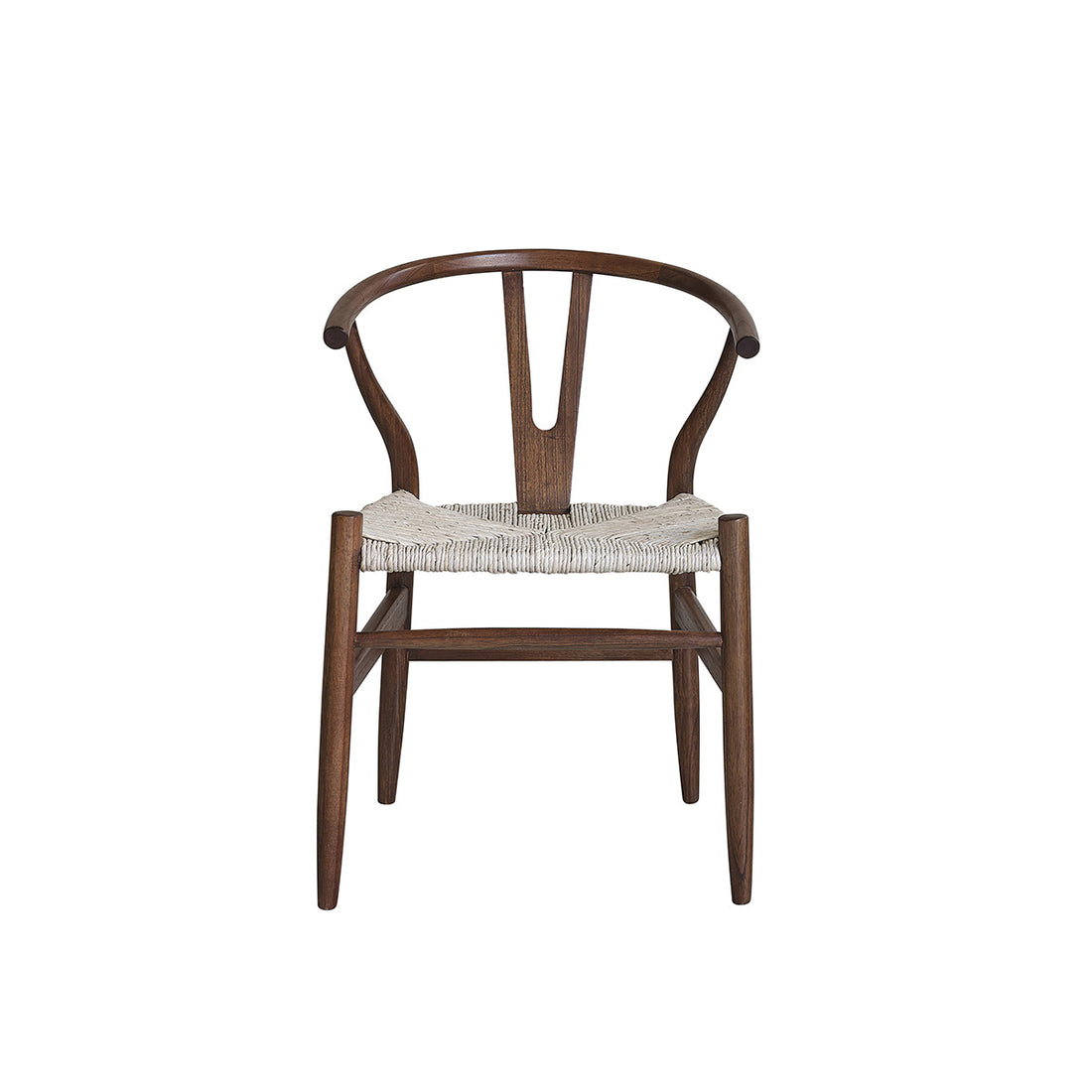 CAMILLE - Stuhl aus massivem Mindi in Walnuss-Finish und natürlichem Seil