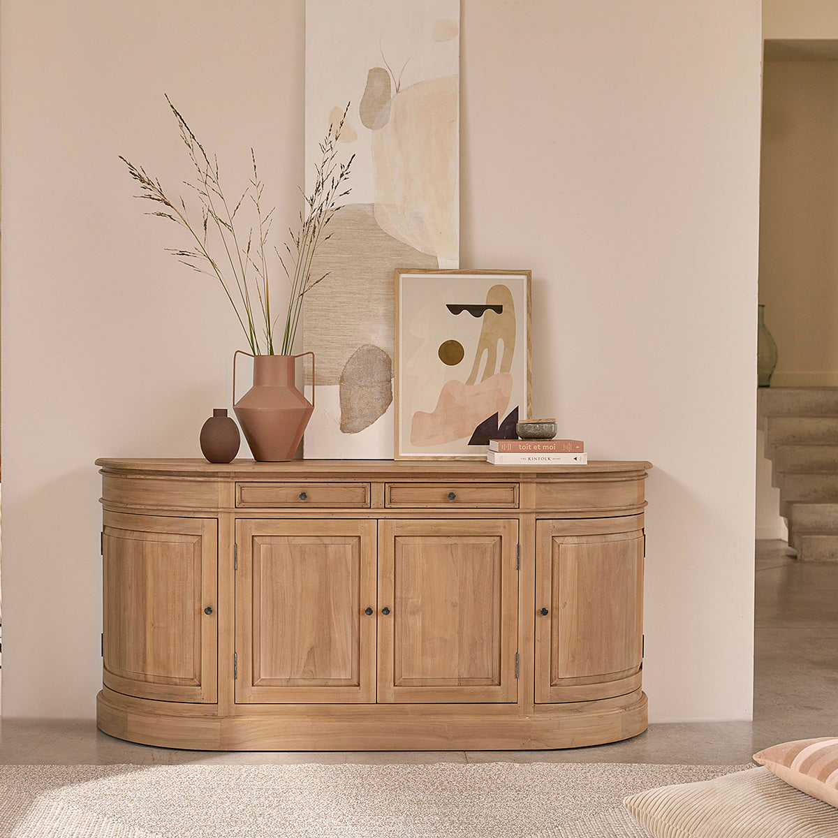 ADAM - Rundes Buffet aus massivem Teakholz 180 cm