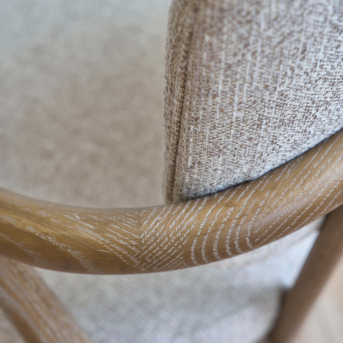 EUGÈNE - Sessel aus Eichenholz und strukturiertem Stoff, cremefarben