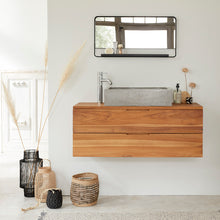 Hängender Waschtischunterschrank aus massivem Teakholz 115 cm