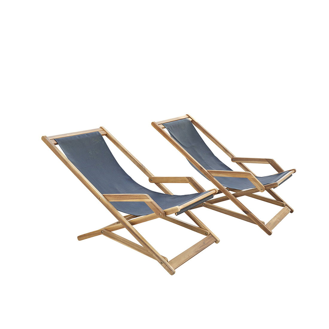 HANOÏ - Set aus 2 Liegen aus Akazienholz und schwarzem Textilene