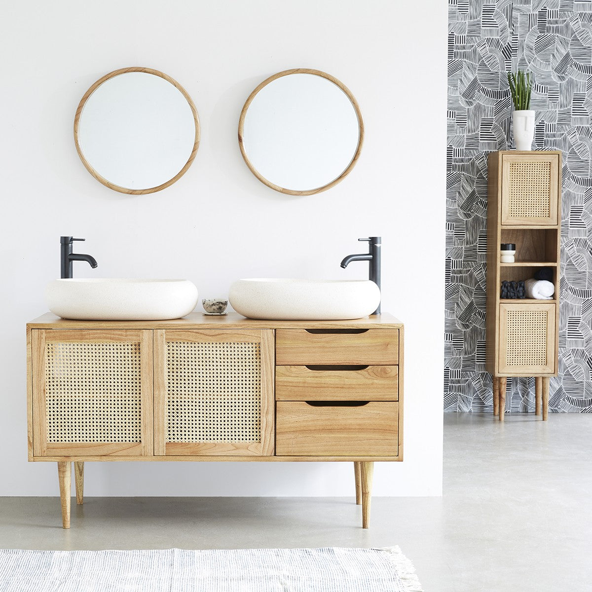 HANA - Spiegel aus massivem Mindi rund Ø50cm