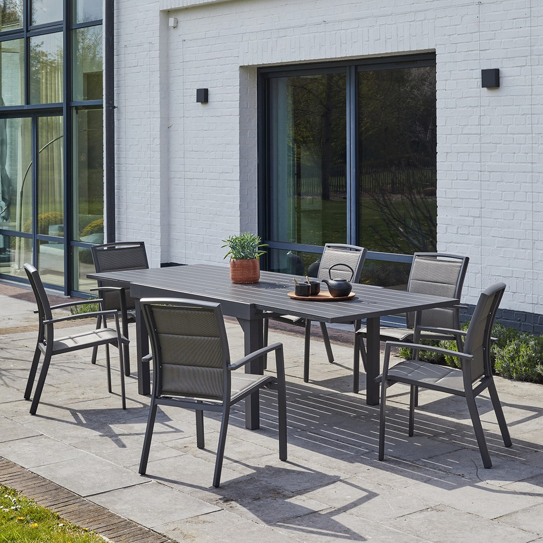 MODULO - Ausziehbare Gartenlounge aus Aluminium 6/10 Sitzplätze