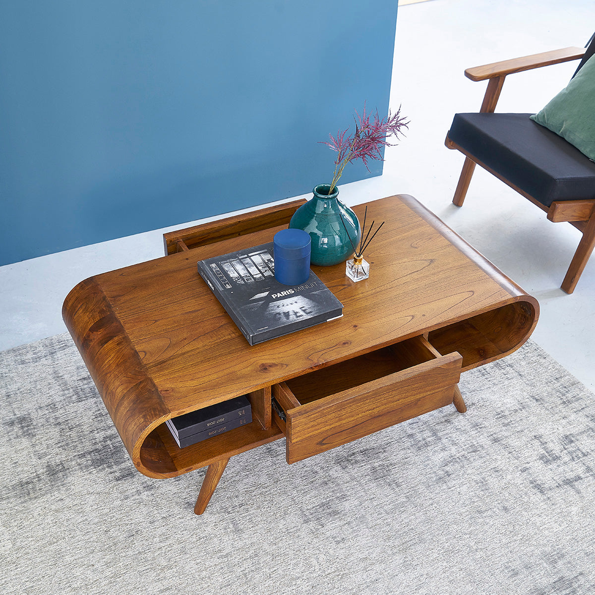 APOLLINE - Couchtisch aus massivem Mindi-Holz 120 cm