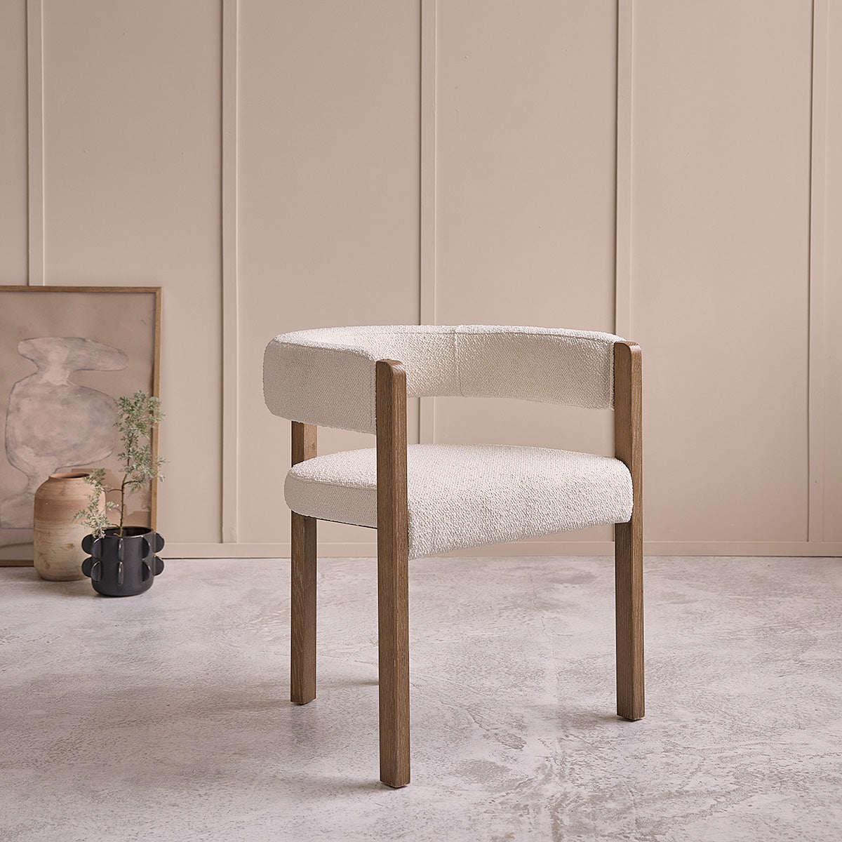 CLÉA - Set von 2 Stühlen aus Eiche und Bouclé-Stoff