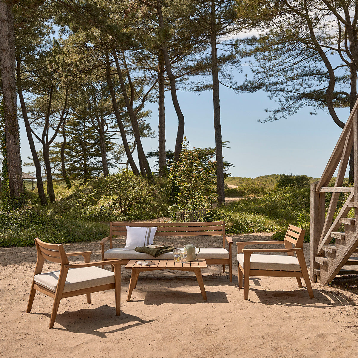 BARI - Niedrige Gartenmöbel aus massivem Teakholz