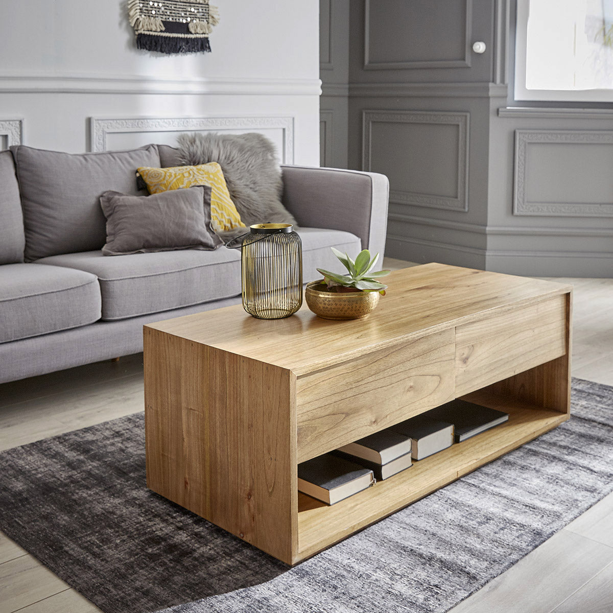 TILO - Couchtisch aus massivem Mindi-Holz 120 cm