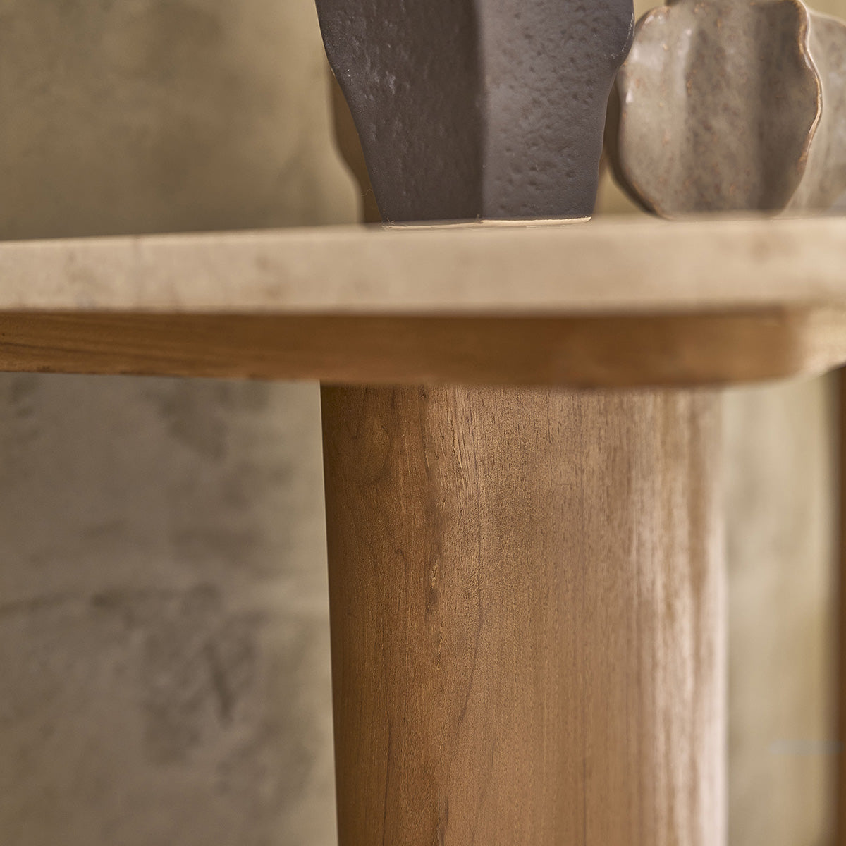 CALMA - Konsole aus massivem Teakholz und Marmor 120 cm