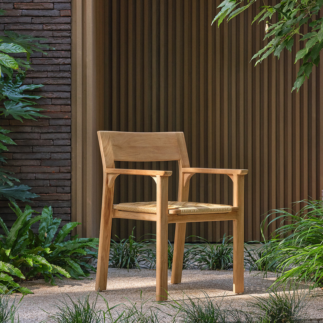 PIANA - Gartensessel aus massivem Teakholz und Rattan