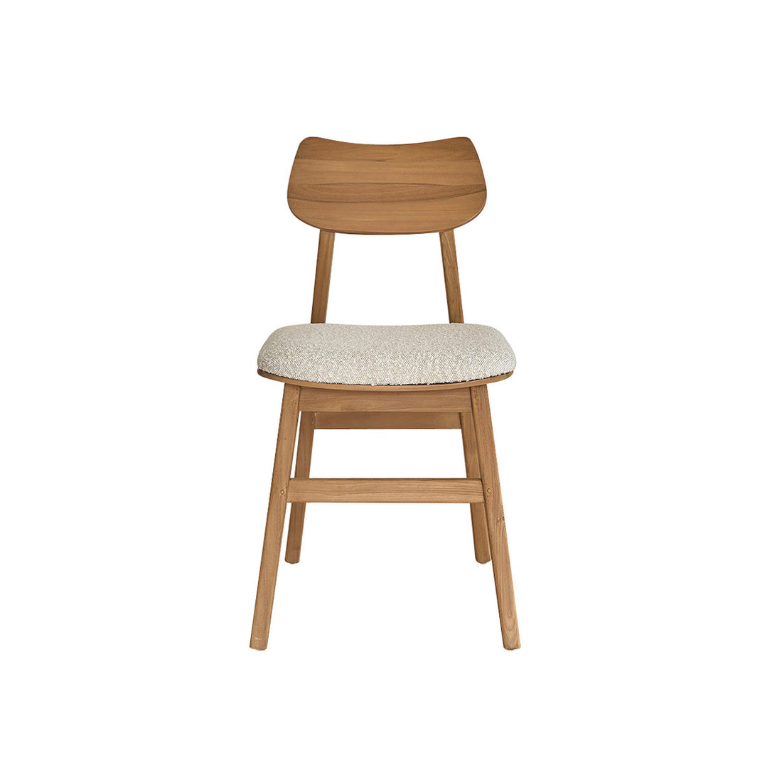 ADELE - Stuhl aus massivem Teakholz mit Bouclé-Sitz