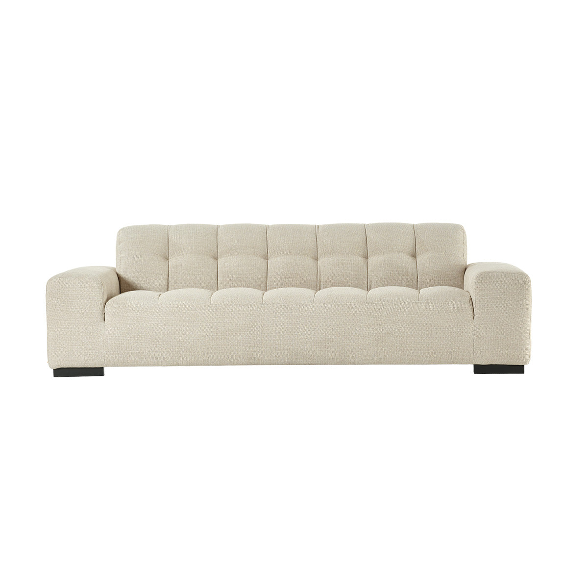 ALPHONSE - Gerades 4-Sitzer-Sofa aus beige meliertem Strukturstoff