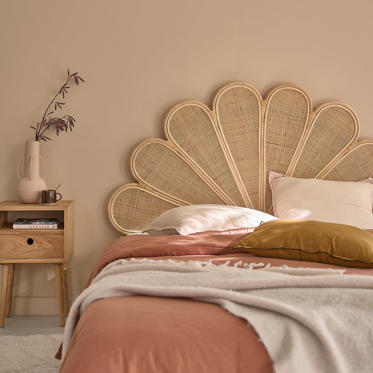 ROMY - Kopfteil aus Rattan und mit Rohrgeflecht 160 cm