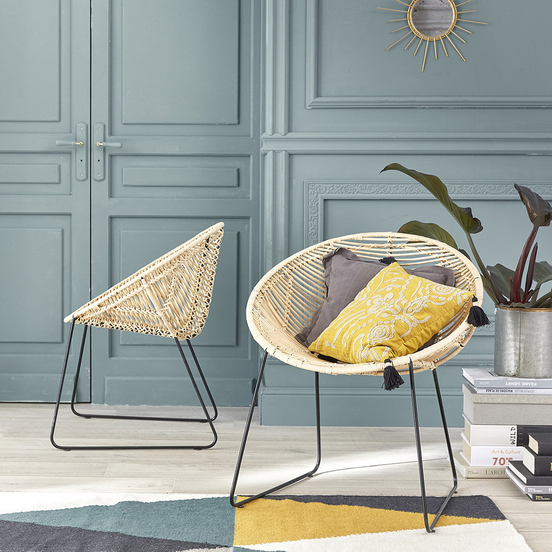 BOHEMA - Set aus 2 Stühlen aus Rattan und Metall