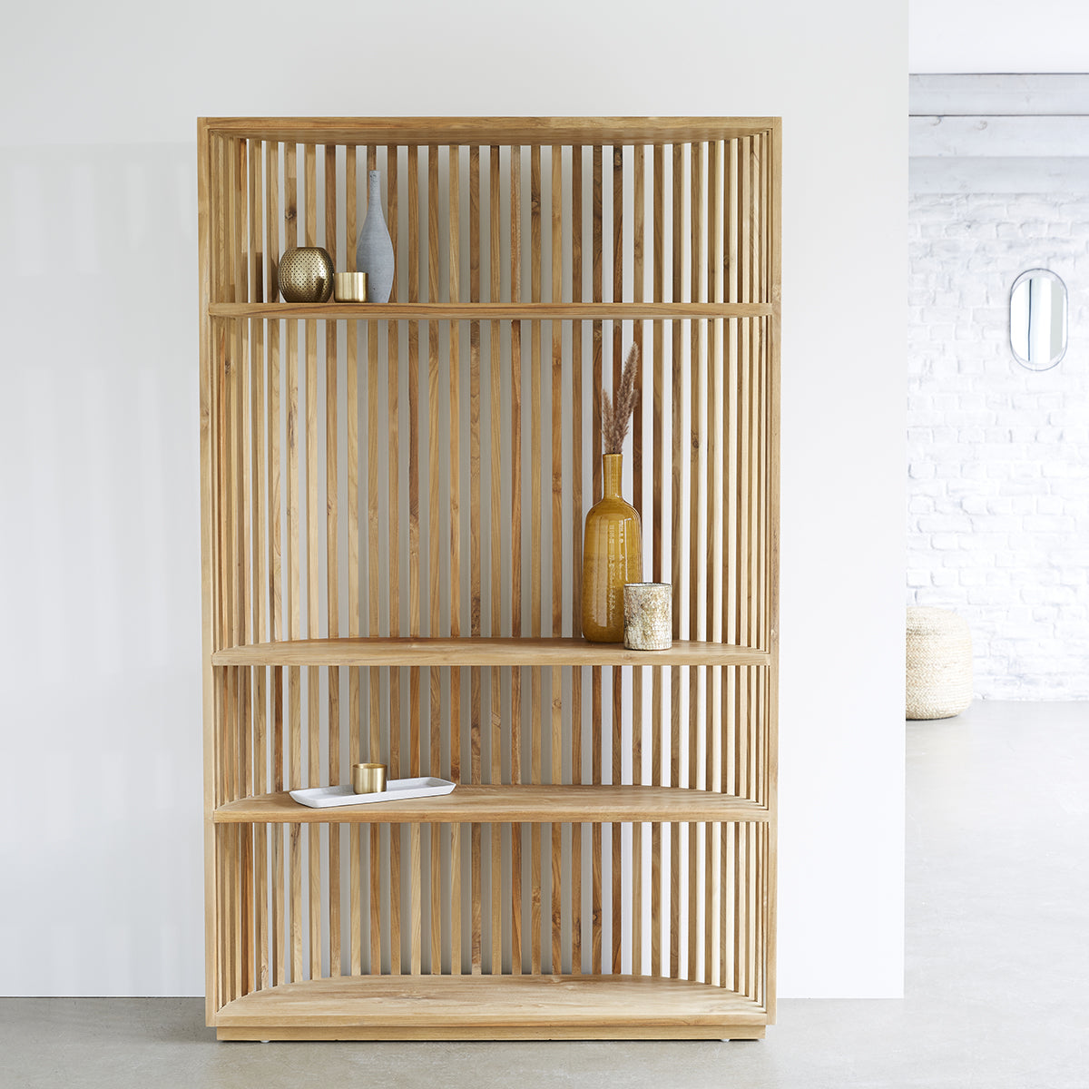 VICTORIA - Bücherregal aus massivem Teakholz 120 cm