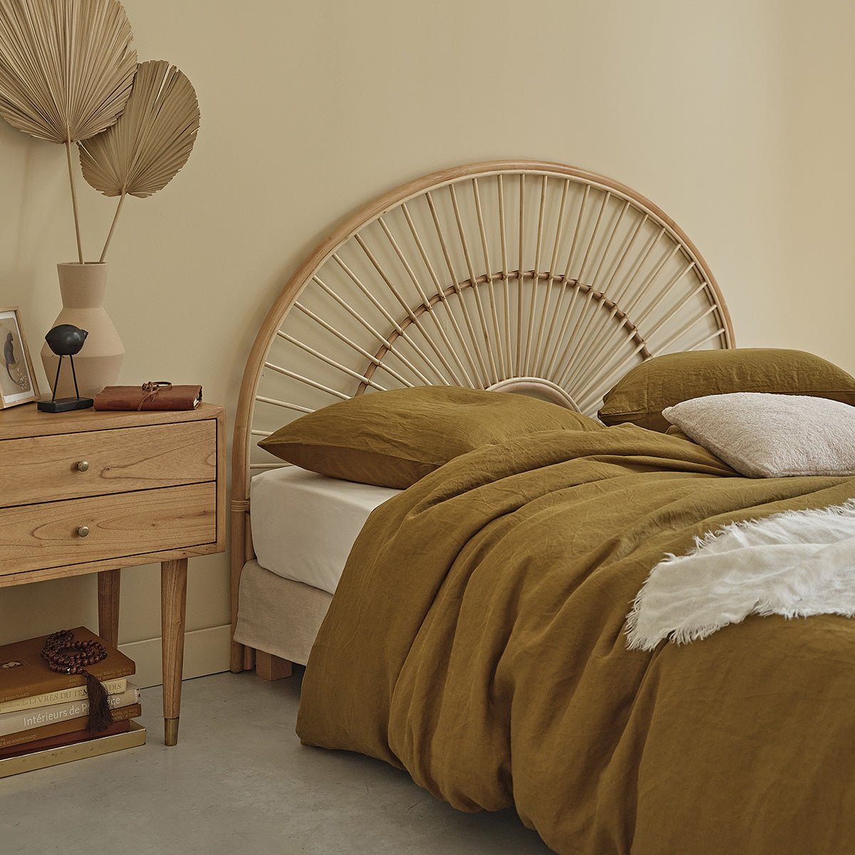 BOHO - Abgerundetes Kopfteil aus Rattan 160 cm