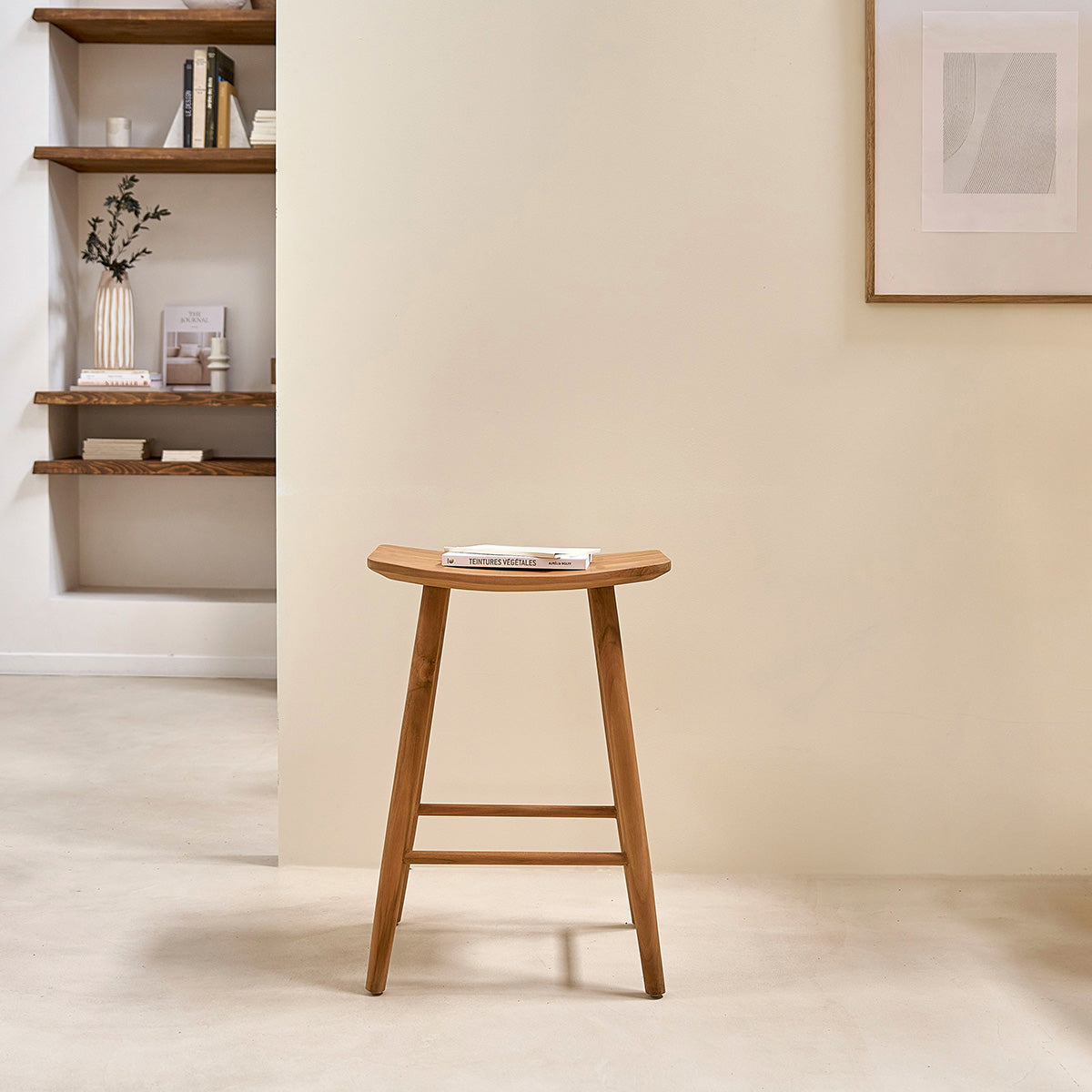 AMBRE - Barhocker aus massivem Teakholz 65 cm