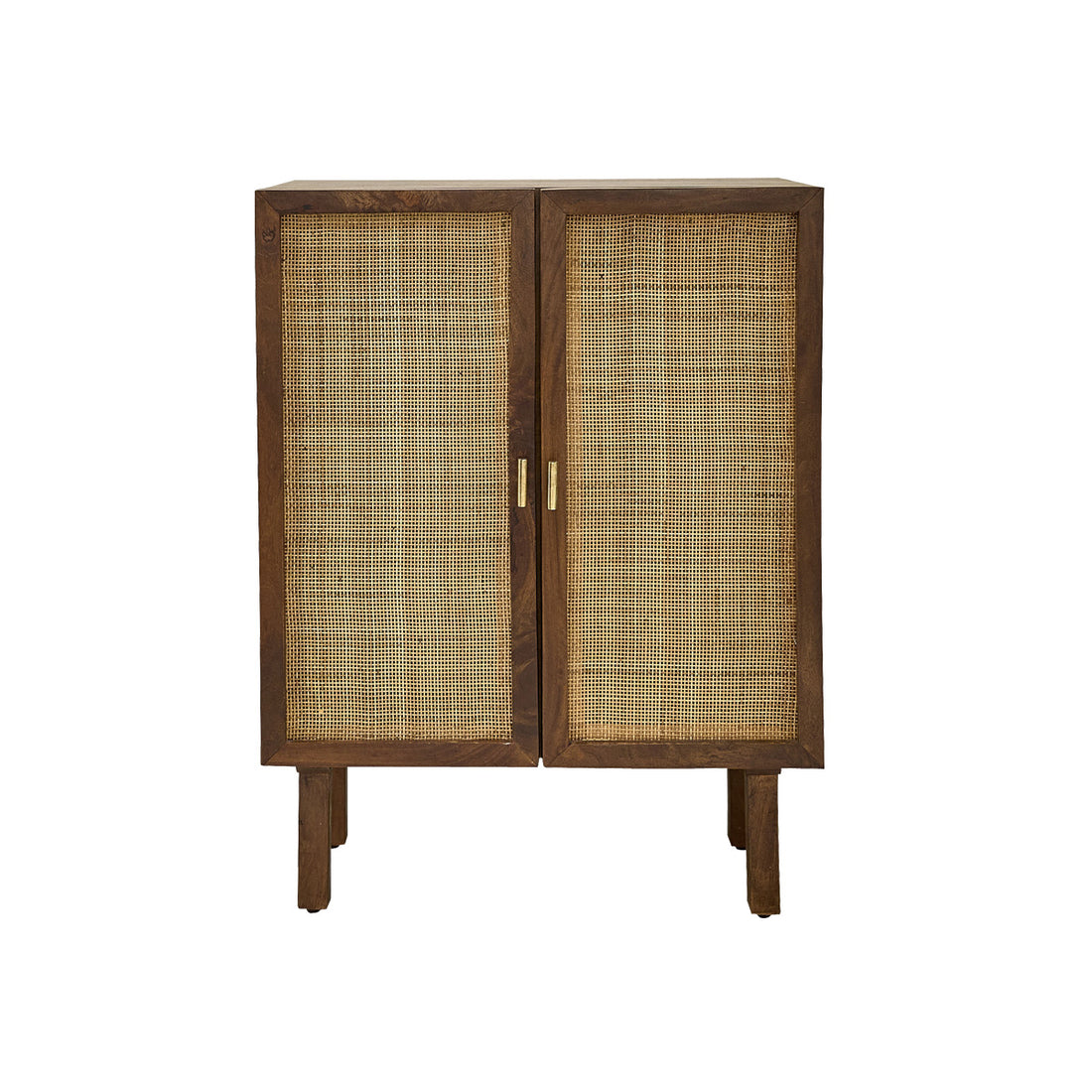 RAPHAEL - Buffet aus massivem Mangoholz und Rohrgeflecht in Walnuss-Finish 68 cm