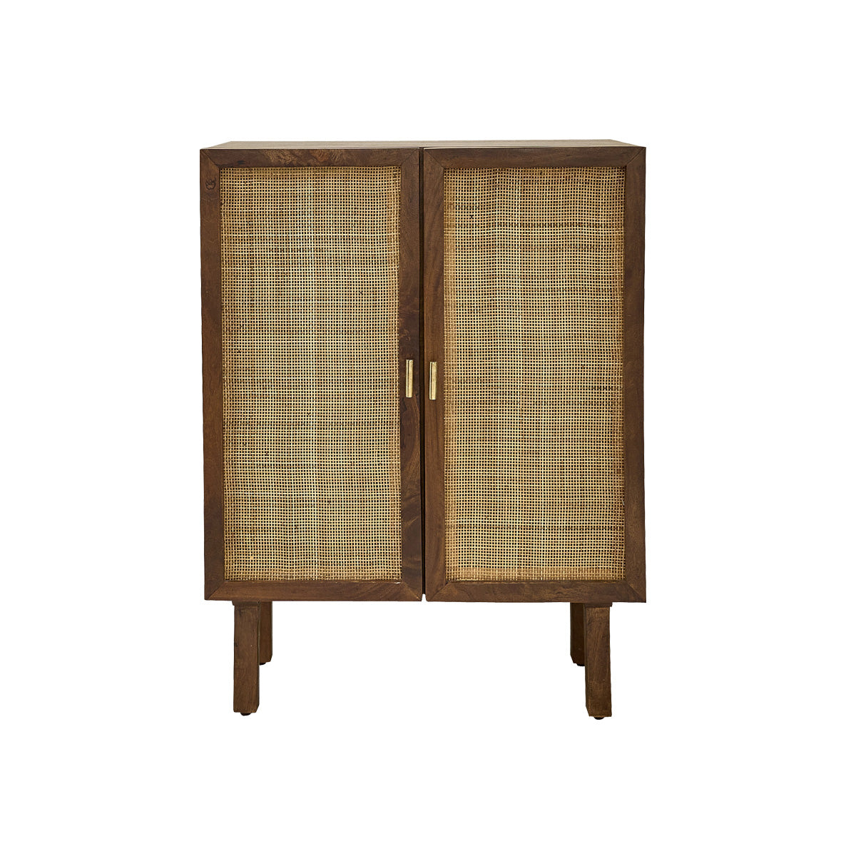 RAPHAEL - Buffet aus massivem Mangoholz und Rohrgeflecht in Walnuss-Finish 68 cm
