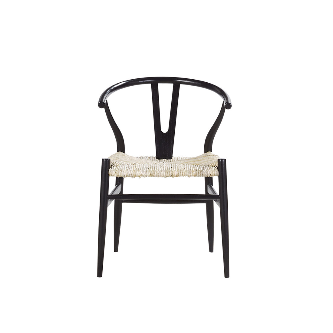 CAMILLE - Stuhl aus massivem Mindi in Schwarz und Naturseil