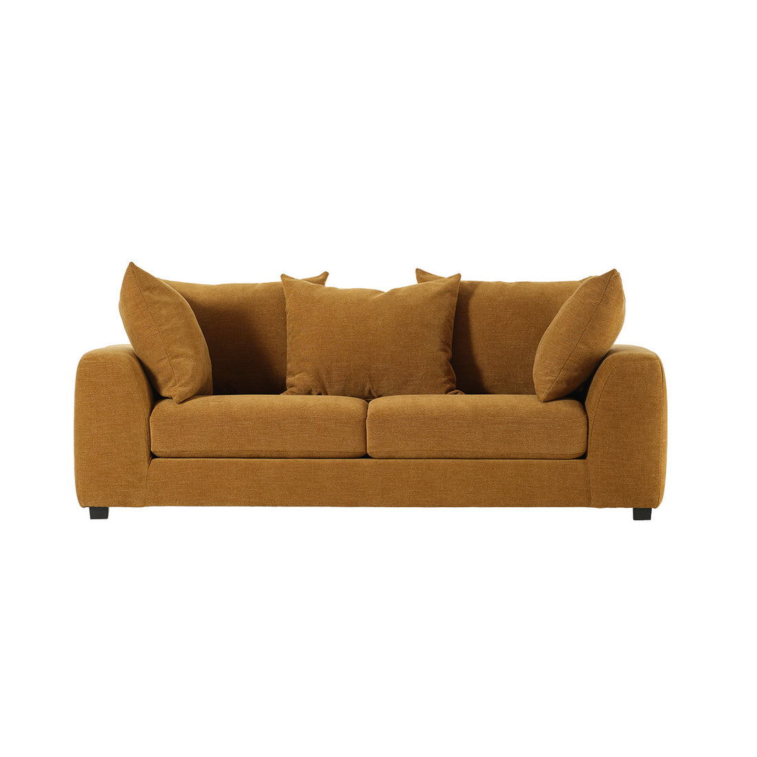 EDMOND - Gerades 3-Sitzer-Sofa aus bronzefarbenem Stoff in Leinenoptik
