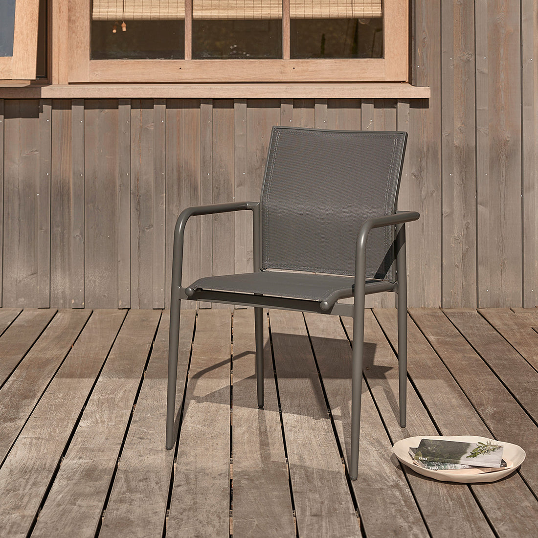 LAGON - Sessel aus Aluminium und grauem Textilene