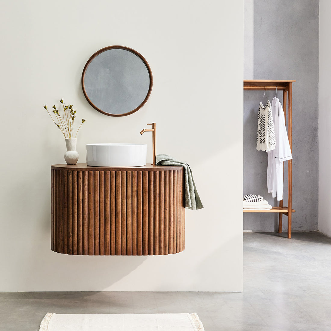 TRINIDAD - Hängender Waschtischunterschrank aus massivem Mindi 90 cm