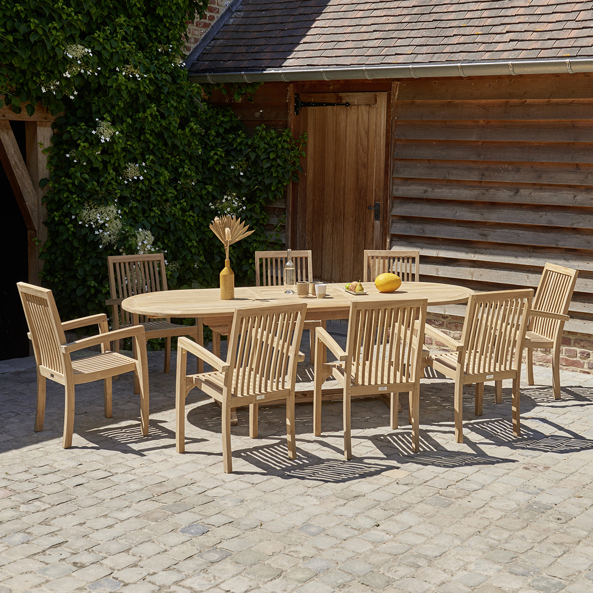 MALTE - Gartensessel massives Teakholz stapelbar (2er Set)