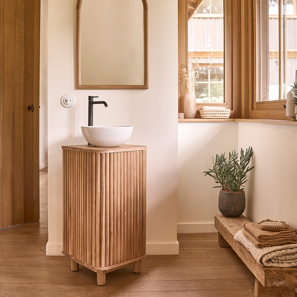 COLINE - Waschbeckenunterschrank aus massivem Teakholz 40 cm