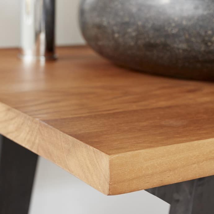 SARA - Badezimmermöbel aus massivem Teakholz mit schwarzen Beinen 150 cm