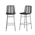 Set aus 2 Barhockern aus Rattan und Metall schwarz
