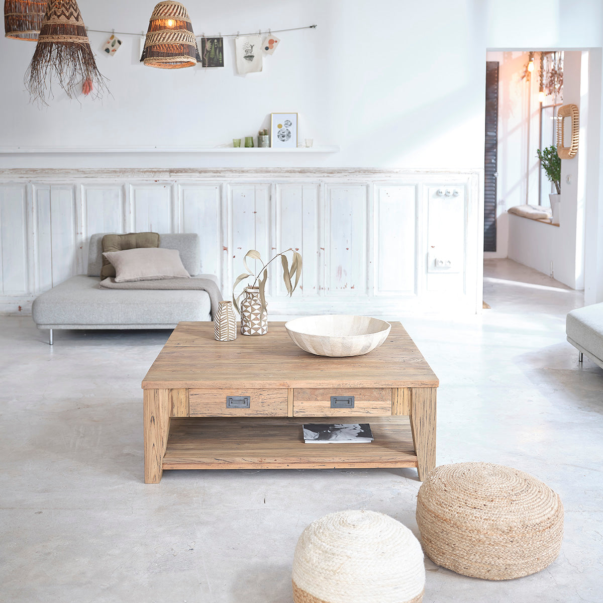 CARGO - Couchtisch aus recyceltem massivem Teakholz 120 cm