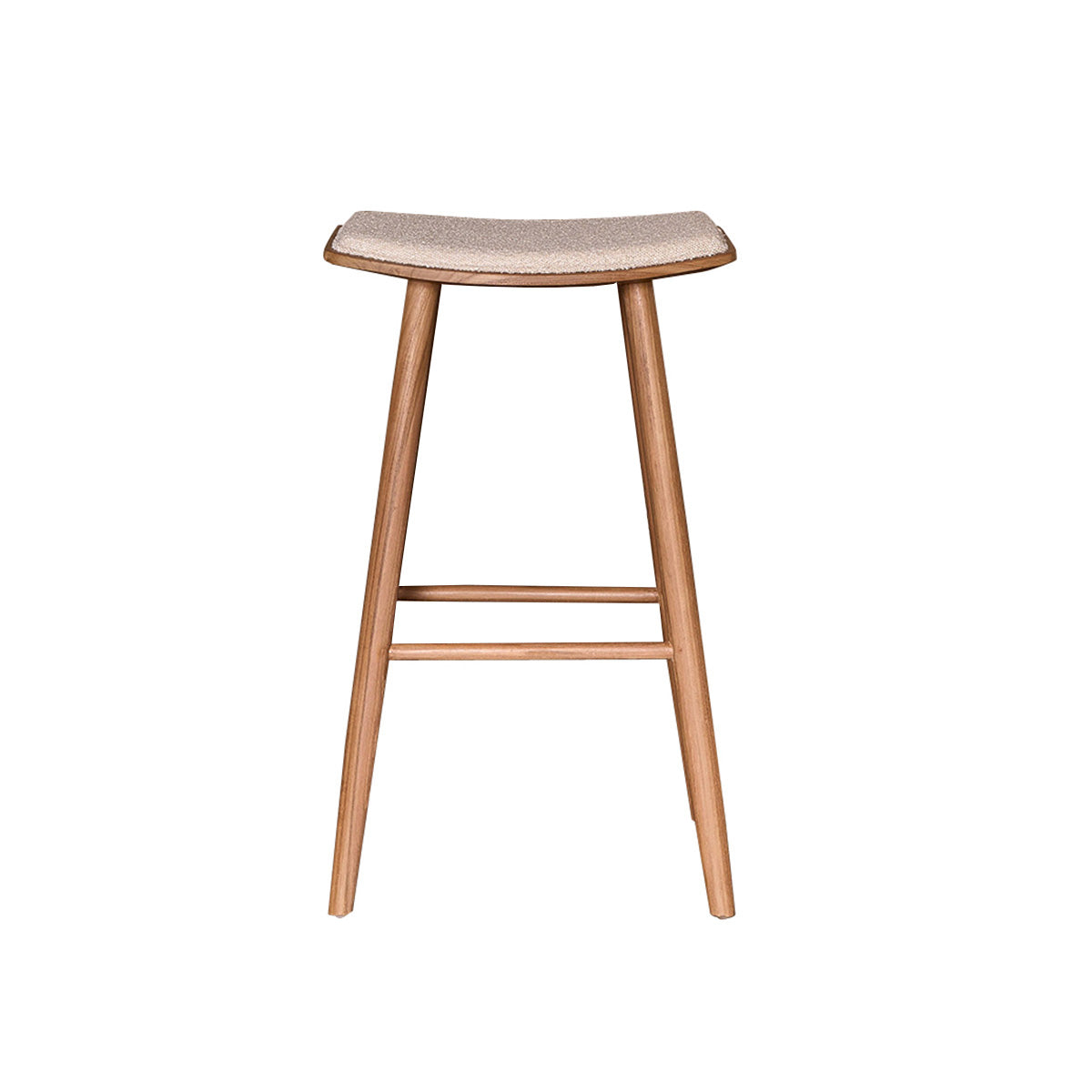 AMBRE - Barhocker aus massivem Teakholz Bouclé-Sitz 75 cm