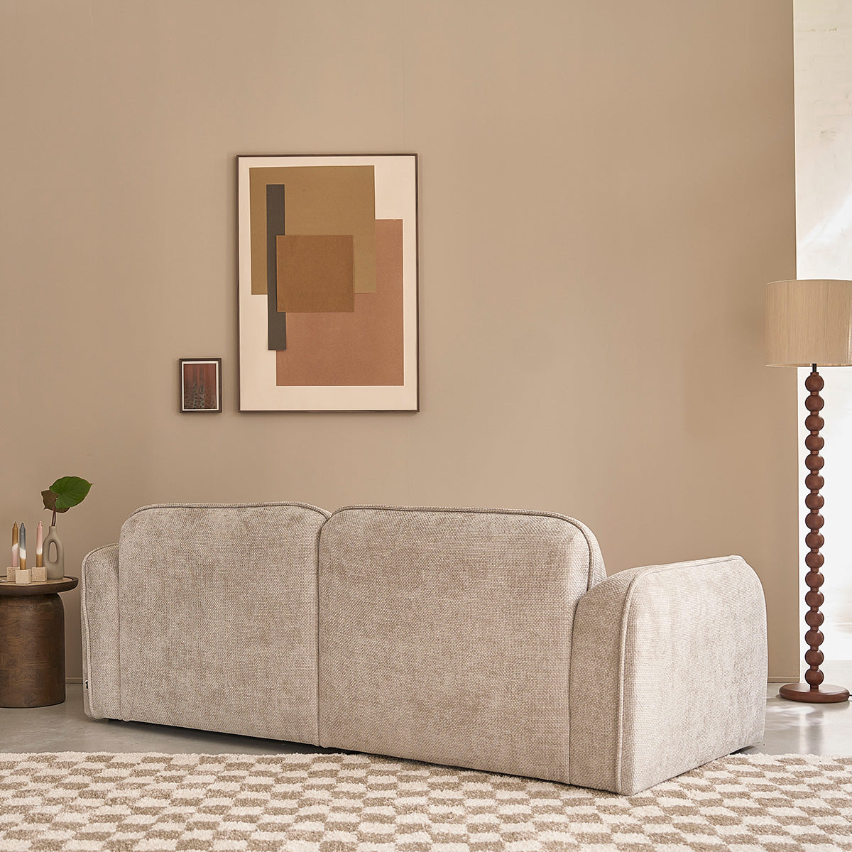 HECTOR - Gerades 3-Sitzer-Sofa aus beigem gewebtem Samt