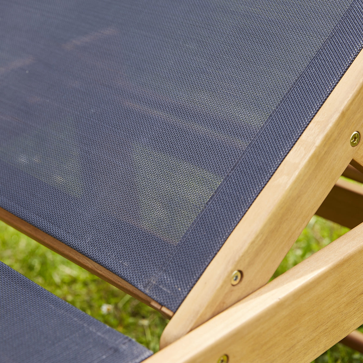 HANOÏ - Set aus 2 Liegen aus Akazienholz und schwarzem Textilene