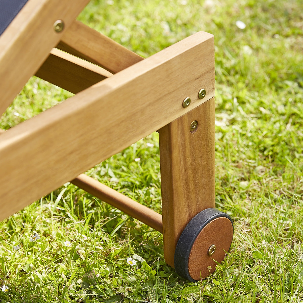 HANOÏ - Set aus 2 Liegen aus Akazienholz und schwarzem Textilene