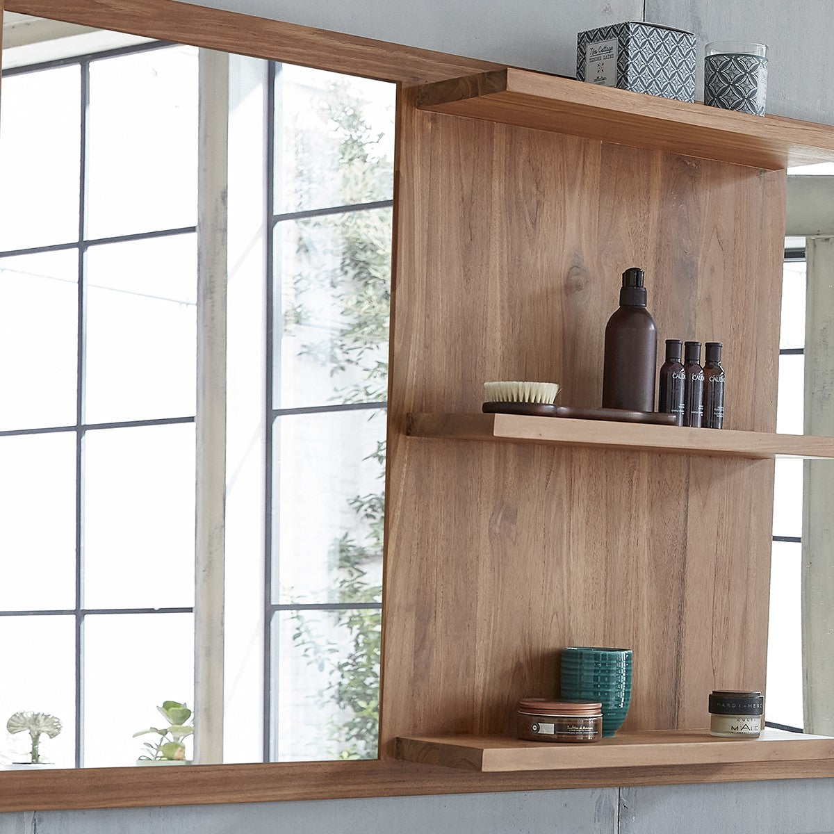 Spiegel aus massivem Teakholz rechteckig 160x80 cm